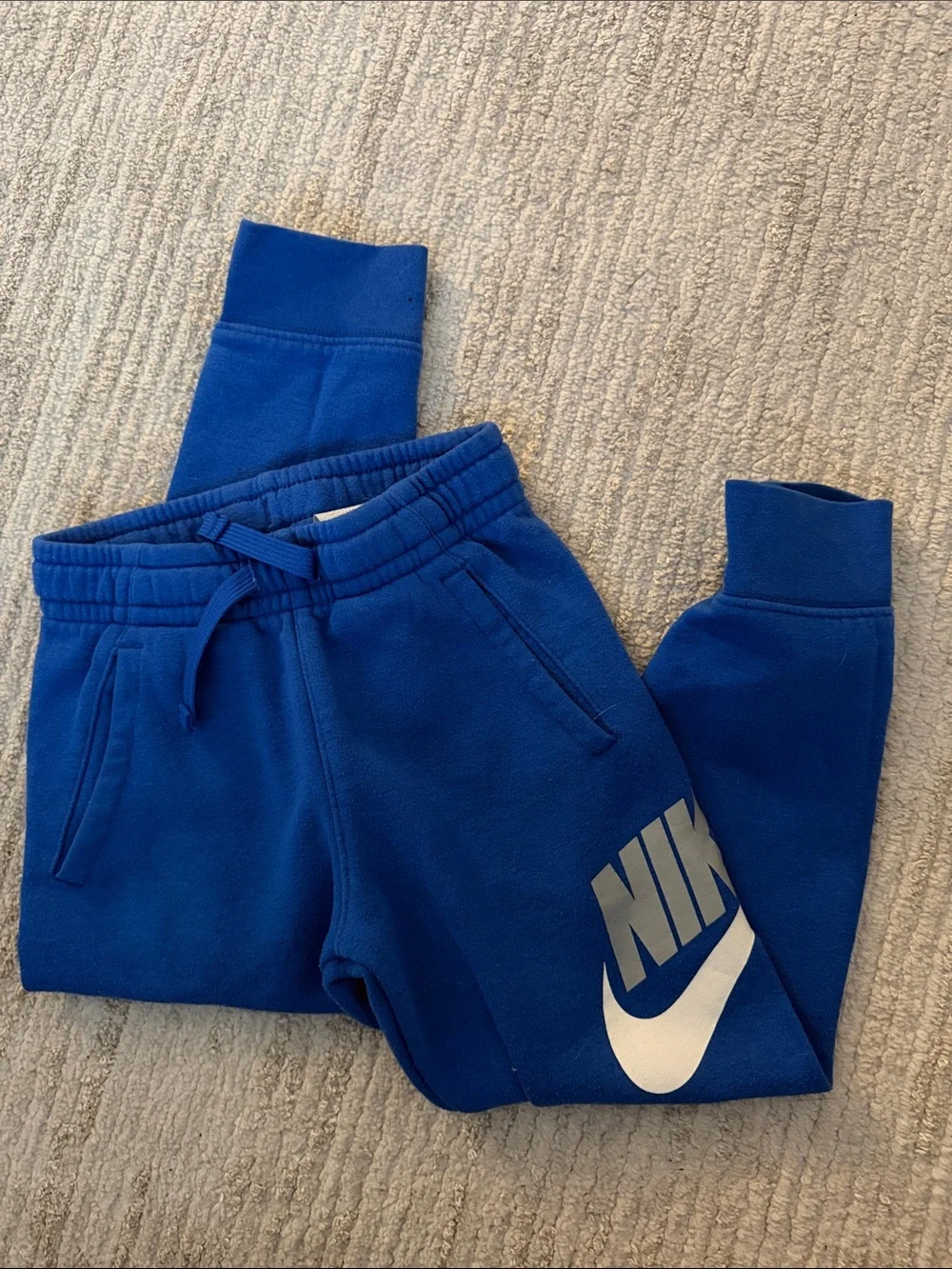 Nike Royal Blue Kids Fleece Joggers with White Swoosh